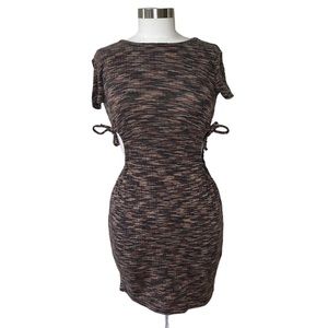 H&M - Brown Bodycon Side Cut Out Mini Dress - Size Small